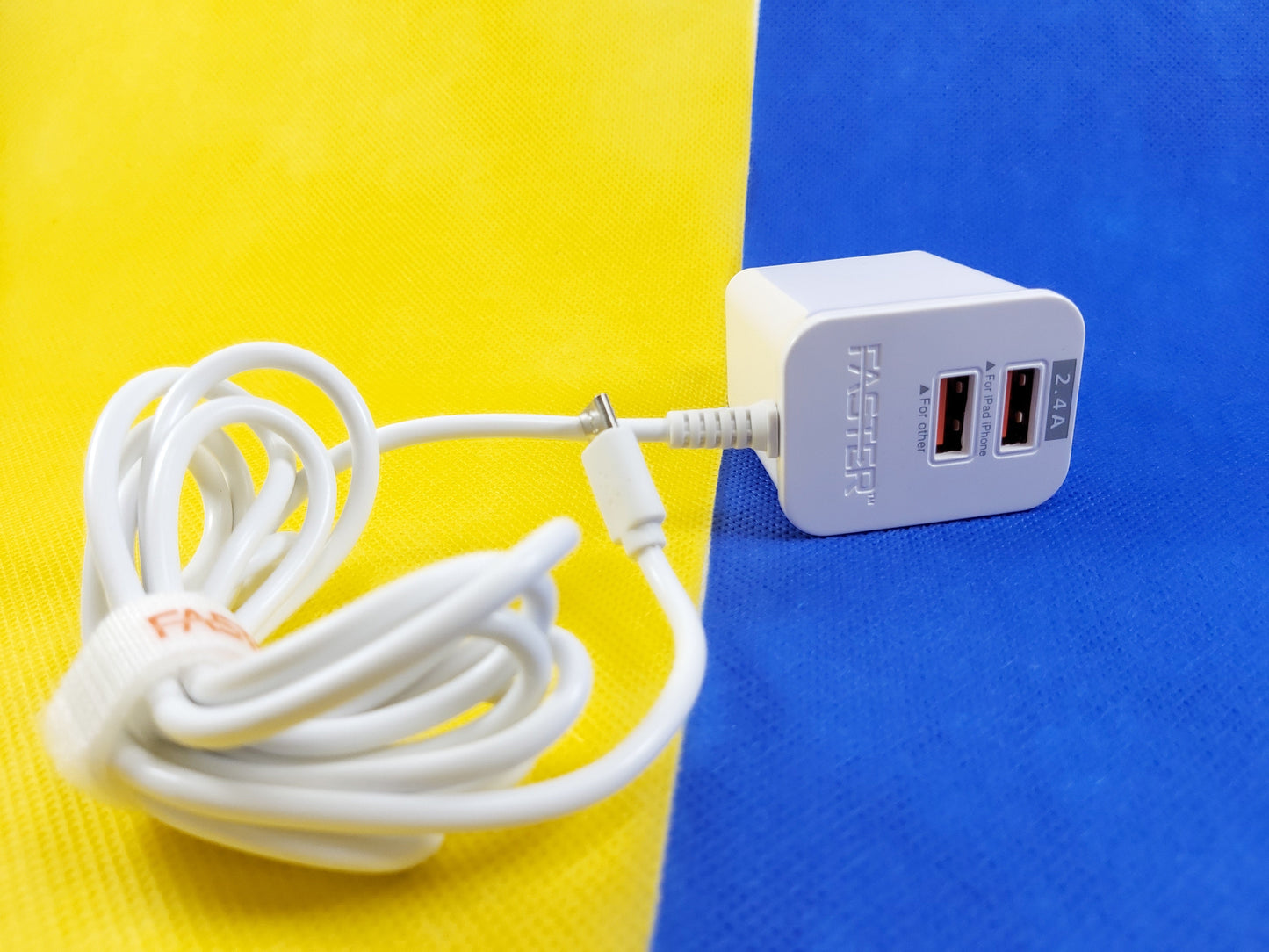 Faster Travel Charger | 2 USB ports + Attached Micro USB wire | FAC-300