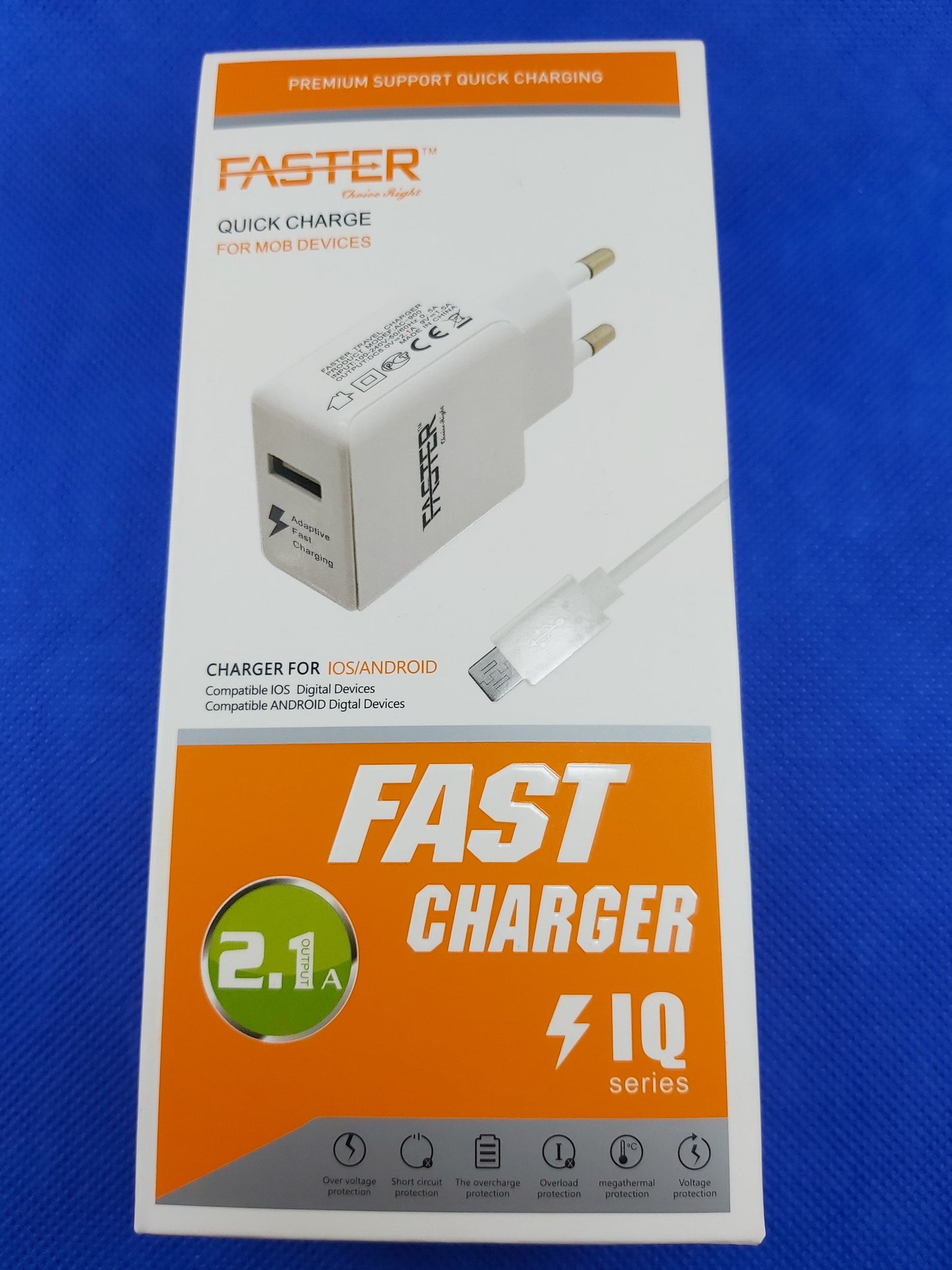 Faster Adaptive Fast Charger | Single port | Micro USB cable included | 2.1A | FAC-900