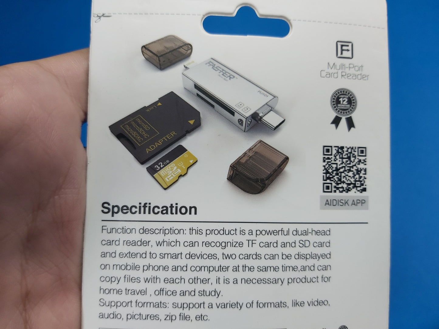 Premium Metal Card Reader | Type-C & Lightning Connectors | SD & Micro SD Card Slots | FU101