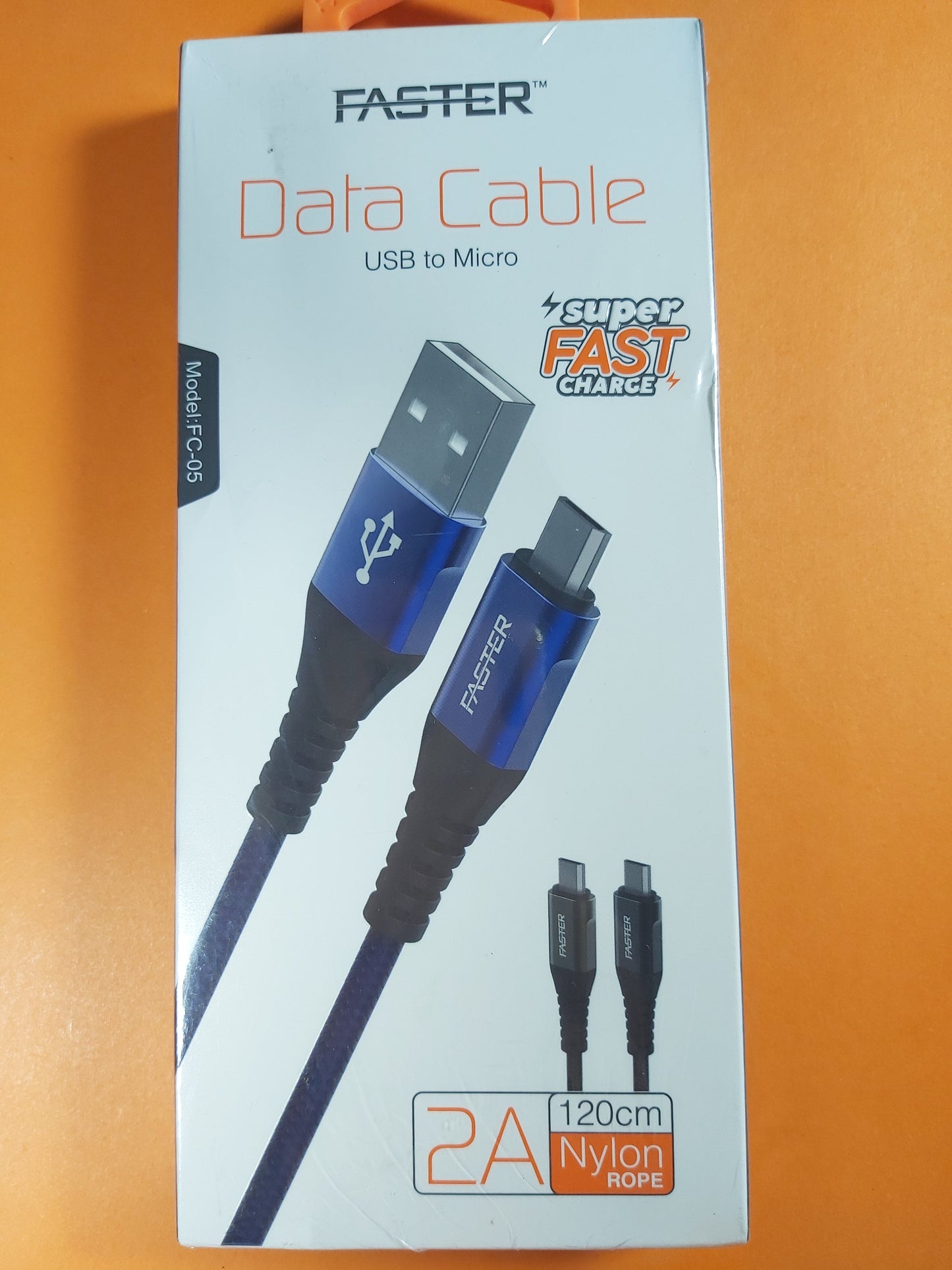 Faster Fast Fabric Braided Data & Charging Cable | Micro/Lightening/Type-C | 120cm | FC-05