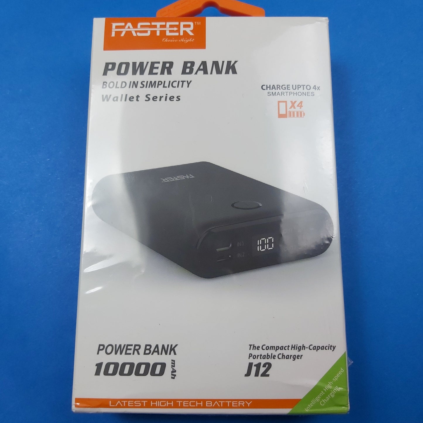 Faster J12 Power Bank | 10,000mAh | Micro & Lightening Input