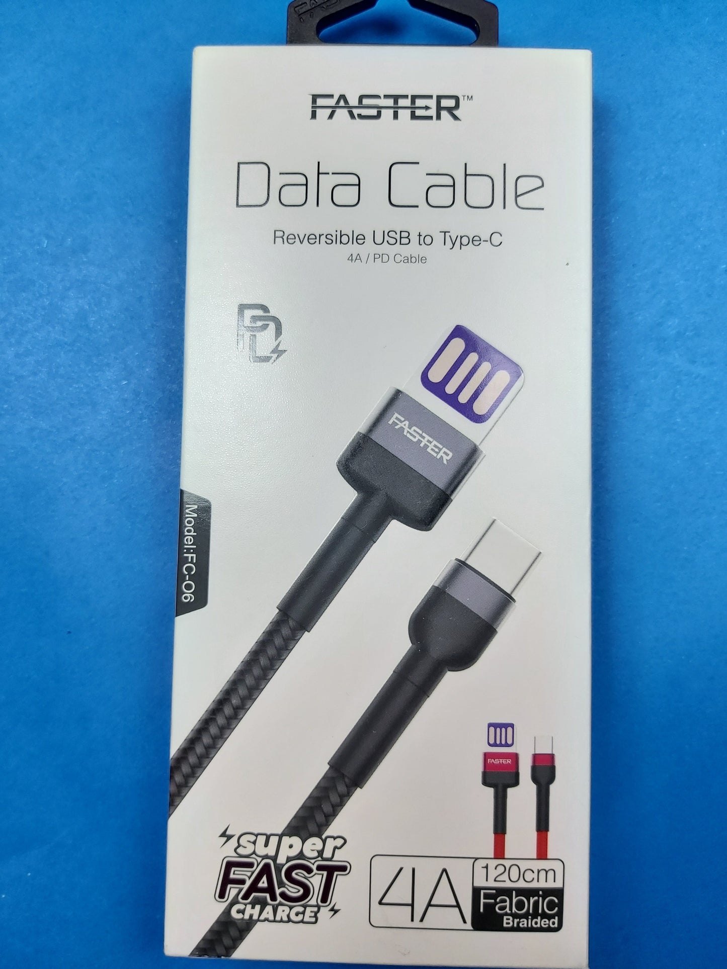 Faster Fabric Braided 4A Cable | Type-C | PD cable | High Transmission Speed | FC-06 4A