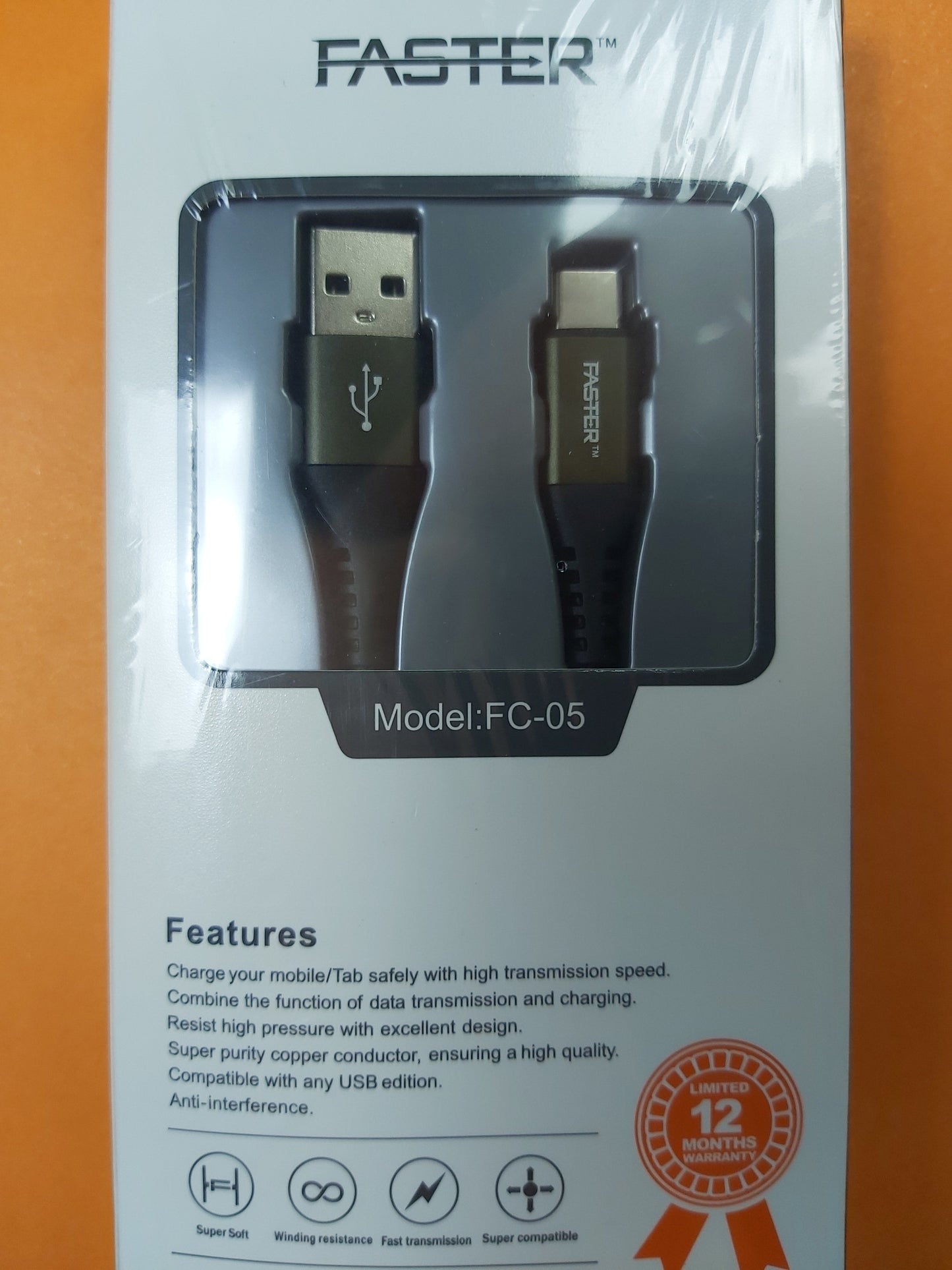 Faster Fast Fabric Braided Data & Charging Cable | Micro/Lightening/Type-C | 120cm | FC-05