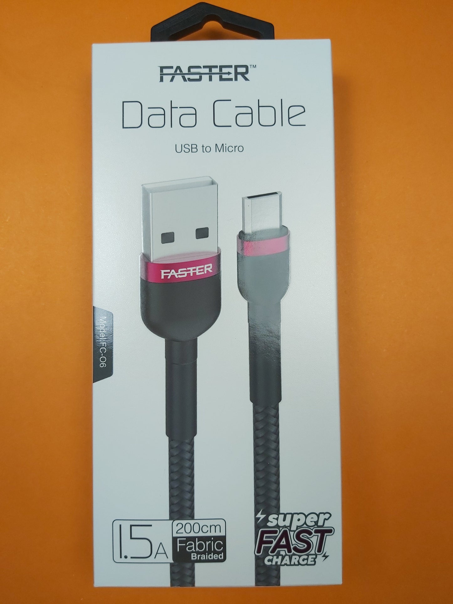 Faster Fabric Braided 2 meter Data & Charging Cable | Micro/Type-C | Super Durable | FC-06