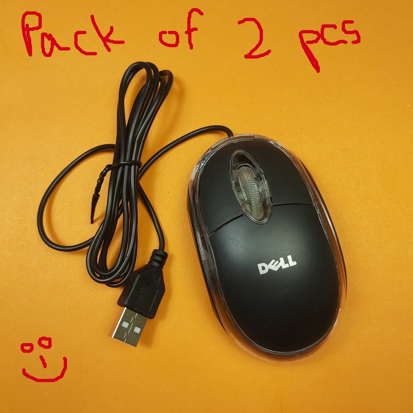 Pack of 2 pcs Dell Mouse | Best for CCTV DVR's | Red Light Shine through Transparent Material