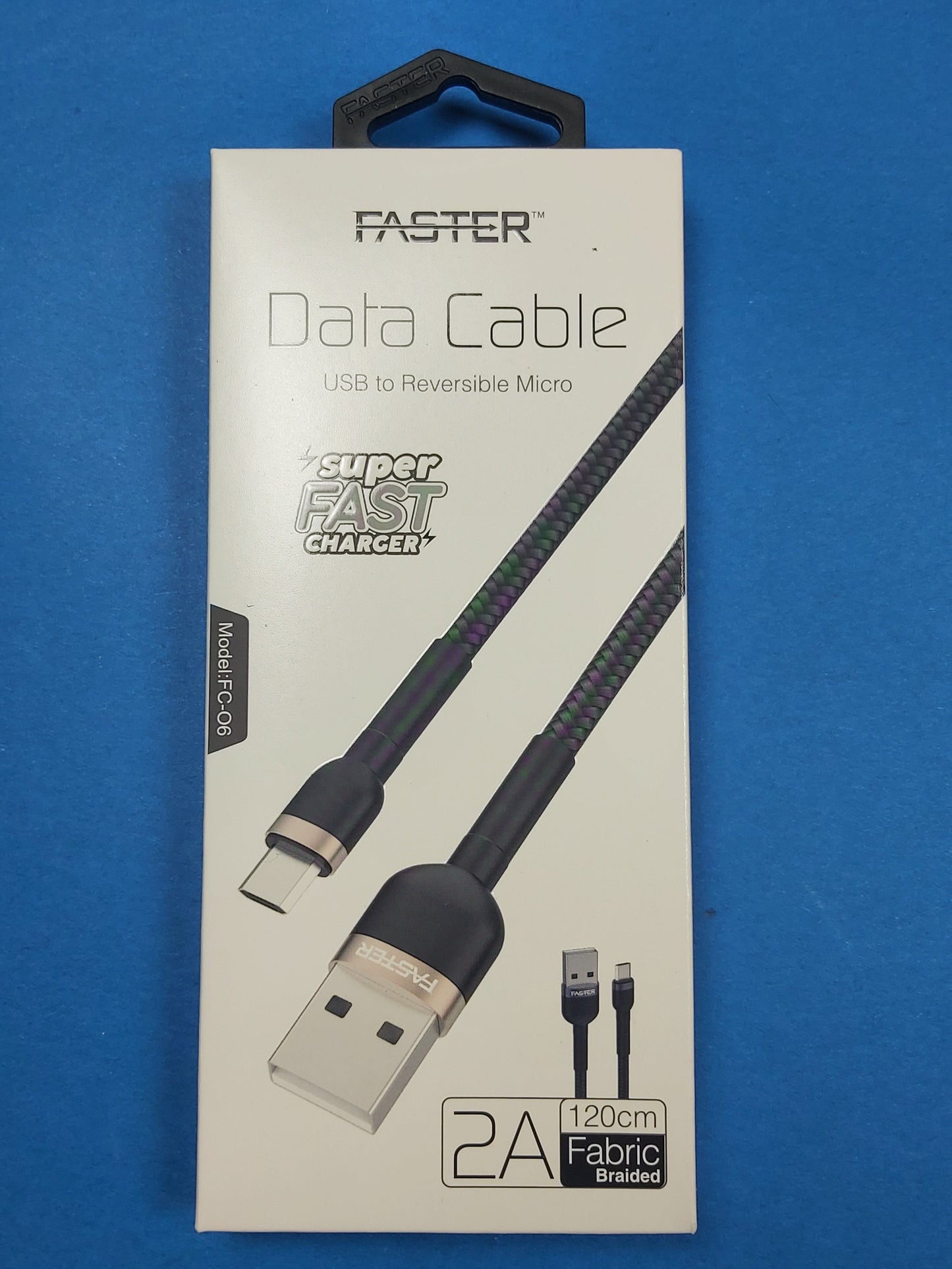 Faster Fabric Braided 1.2 meter Data & Charging Cable | Reversible Micro/Type-C | Super Durable | FC-06