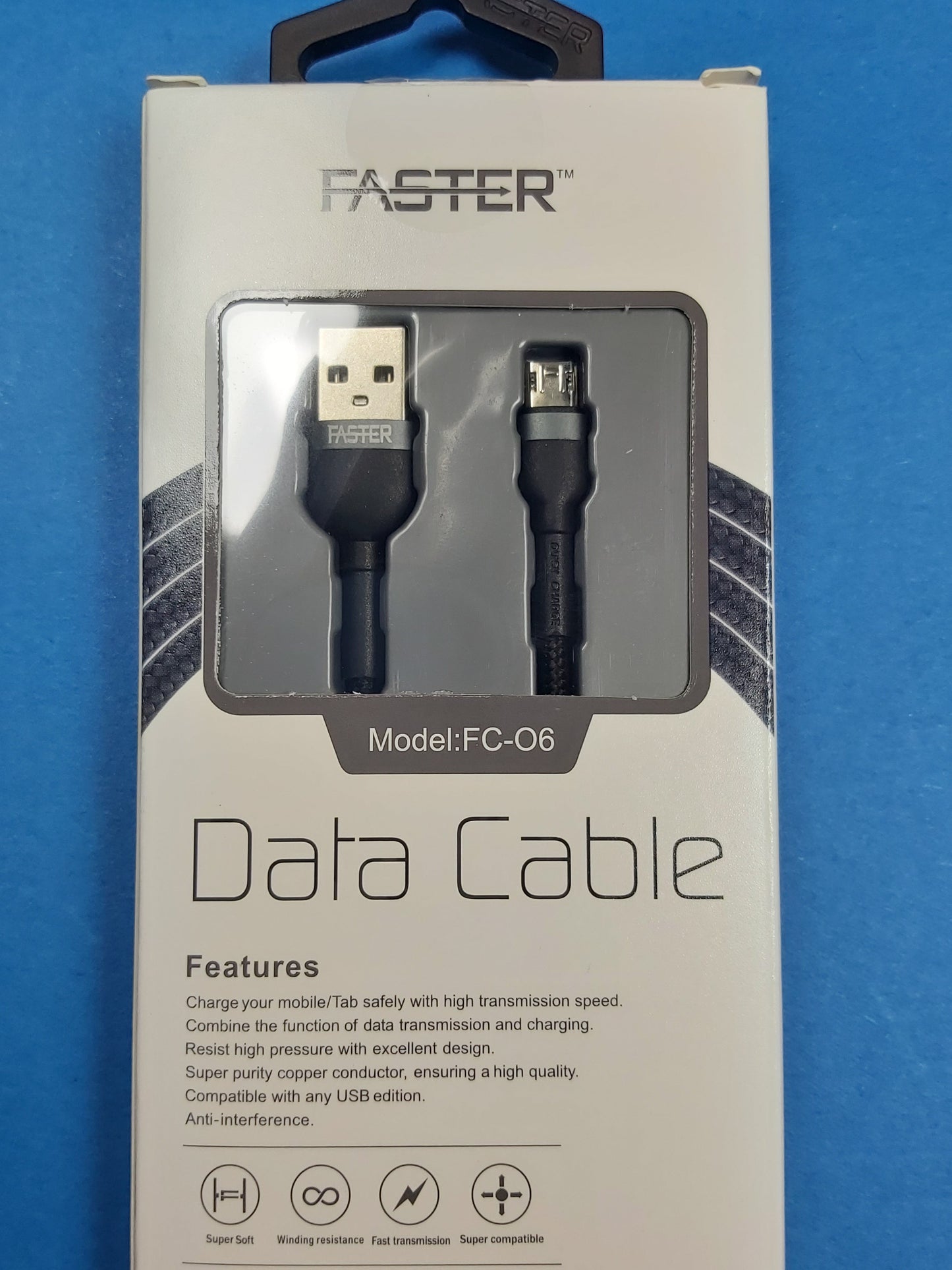 Faster Fabric Braided 1.2 meter Data & Charging Cable | Reversible Micro/Type-C | Super Durable | FC-06