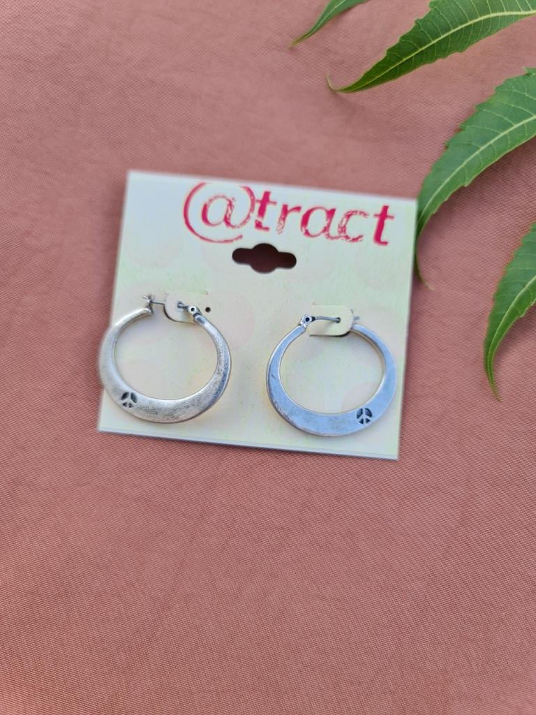 silver hoops, peace sign Earrings