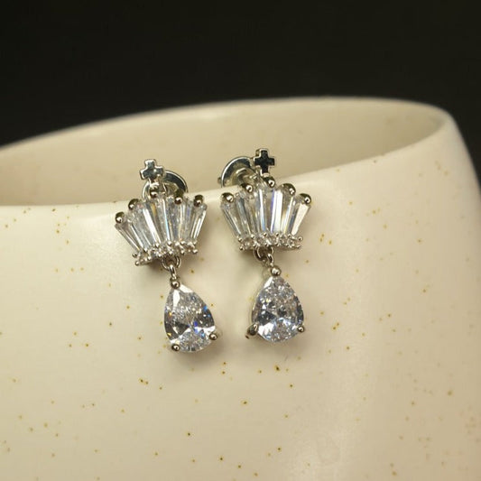 sterling silver crystal crown earrings