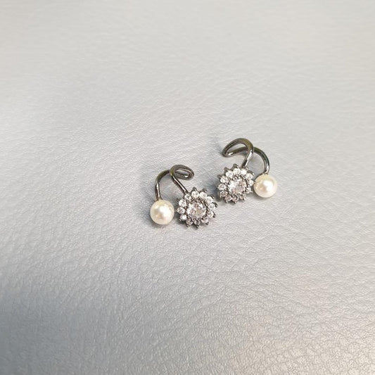 Sterling Silver Crystal Flower Earring