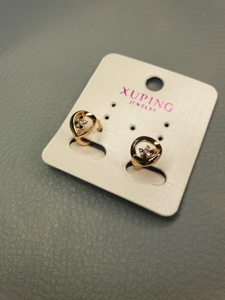 Gold Crystal Flower Stud Earrings