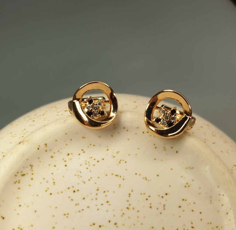 Gold Crystal Flower Stud Earrings