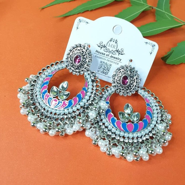 Fancy Bead And Crystal Earrings