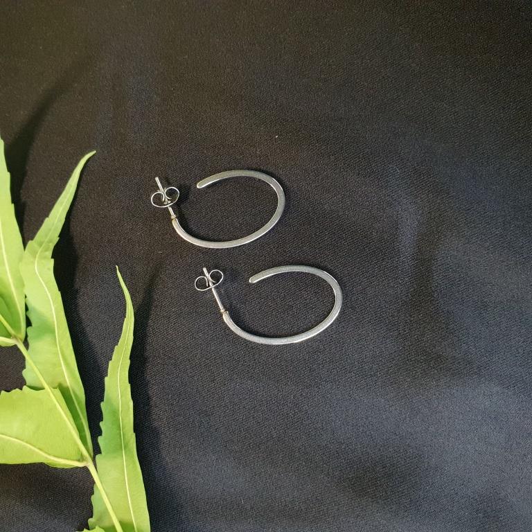 Sterling Silver Oval Earrings