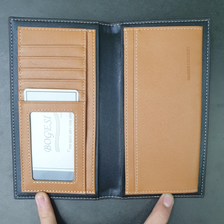 Leather Wallet BOGESI | Long | 6 Card Slots | Can Fit a Mobile Phone