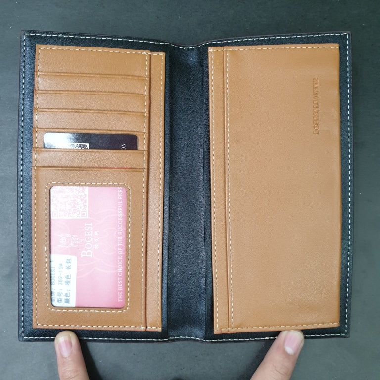 Leather Wallet BOGESI | Long | 6 Card Slots | Can Fit a Mobile Phone