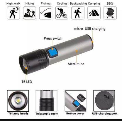 Rechargeable Emergency Flashlight/Torch | High Quality | 3 mode