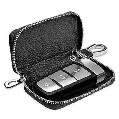 Premium Leather Keychain Key Fob/Car Remote Pouch | Mercedes Logo with window