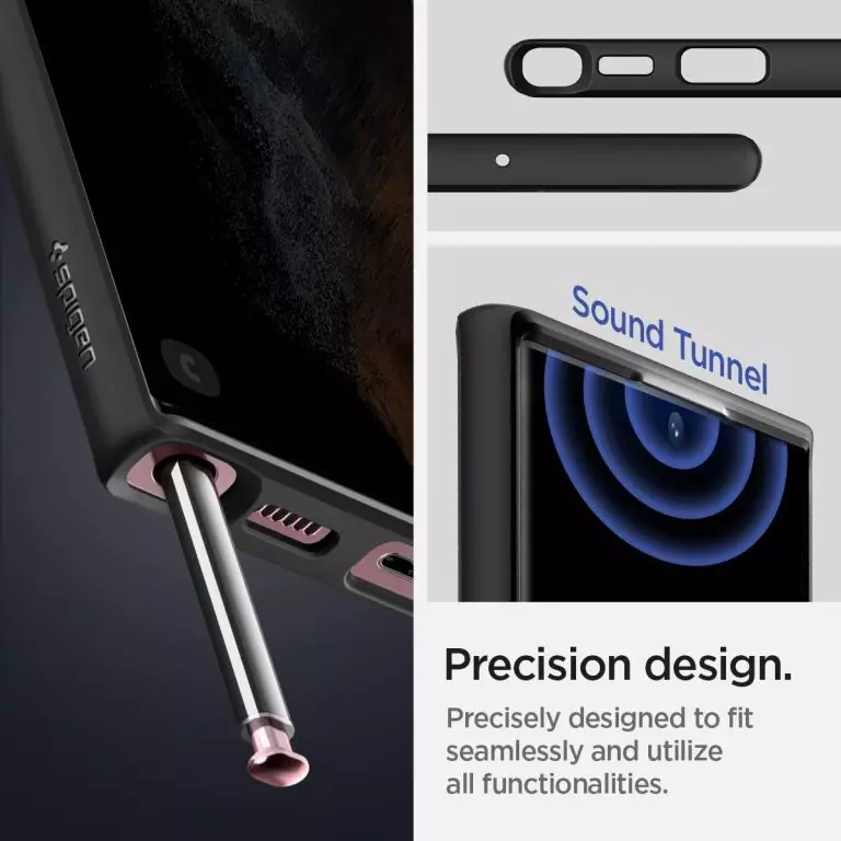 Spigen Ultra Hybrid Black Sides Clear Back Cover for Samsung S22 Ultra