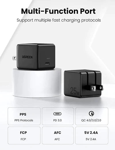 Ugreen Super Fast 25W USB-C PD Adapter with 2m/6.6' Type-C to Type-C Cable