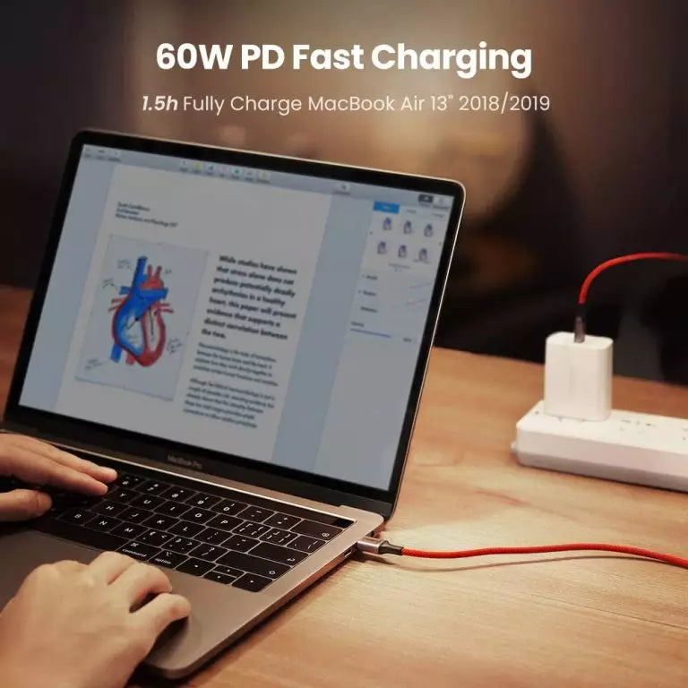 Ugreen Premium Red 60W Type-C to Type-C Cable | 1m/3'