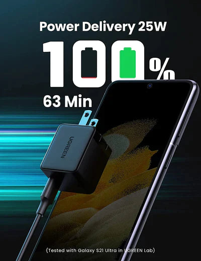 Ugreen Super Fast 25W USB-C PD Adapter with 2m/6.6' Type-C to Type-C Cable