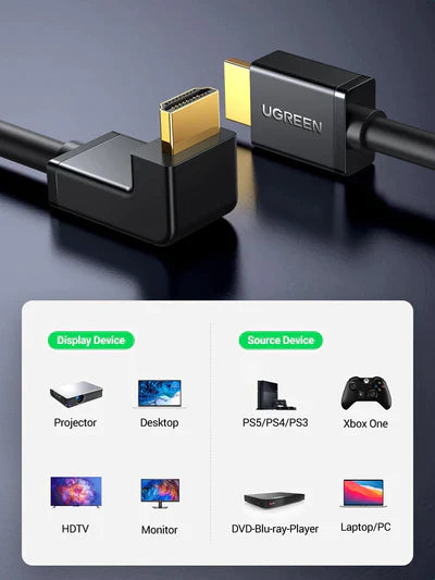 Ugreen 90-Degree Angled 4K HDMI Cable | 1m/3'