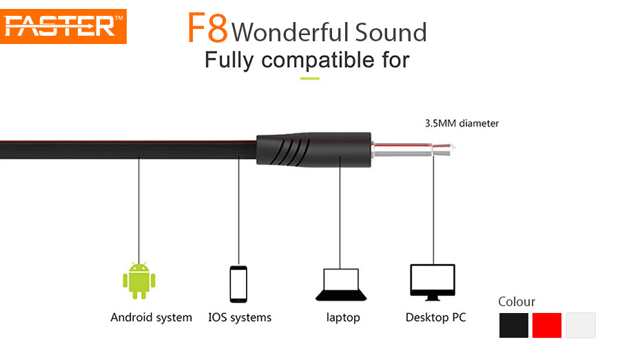 Faster F8 Durable Handsfree | Clear Sound