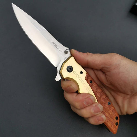 BROWNING Folding Wooden Handle Knife | DA77 | 3.8"/8.9"