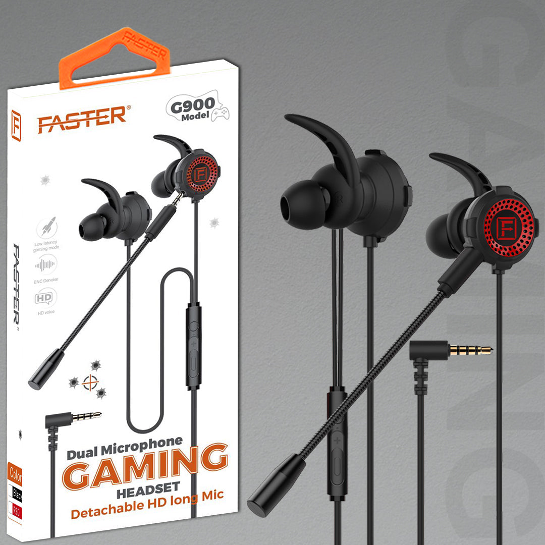 Faster G900 Dual Gaming Headset With Detachable HD Long Mic