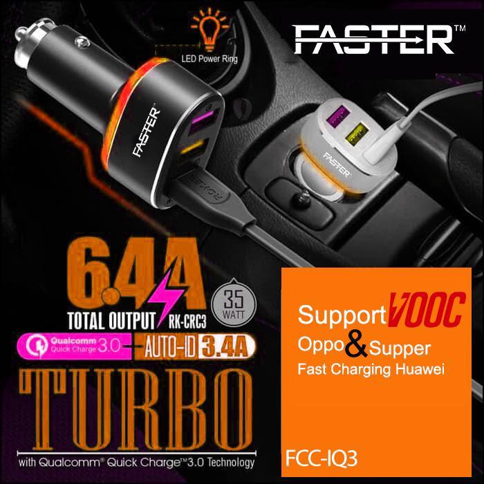 Faster FCC-IQ4 6.4A 3 port VOOC Car Charger