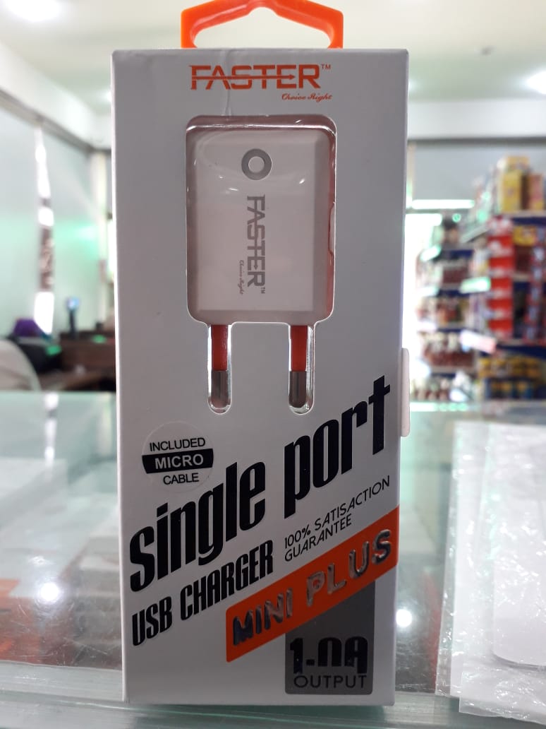 Faster Small Size 1A Compact Charger | Micro USB cable included | FC-66