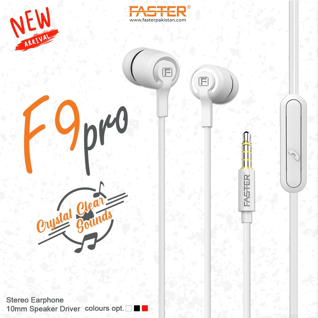 Faster F9 Pro Durable Handsfree, 10mm Driver, Clear Sound