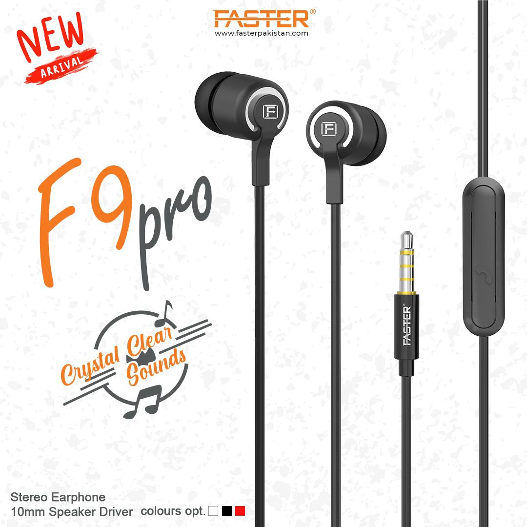 Faster F9 Pro Durable Handsfree, 10mm Driver, Clear Sound