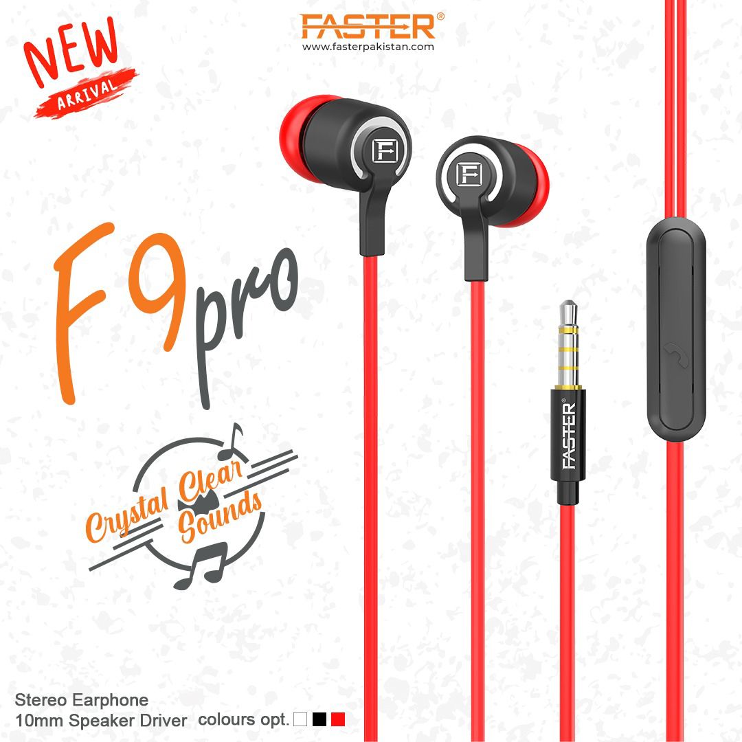 Faster F9 Pro Durable Handsfree, 10mm Driver, Clear Sound