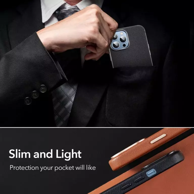 CLEARANCE SALE - ESR Metro Genuine Leather MagSafe HaloLock Cover for iPhone 13 Pro Max
