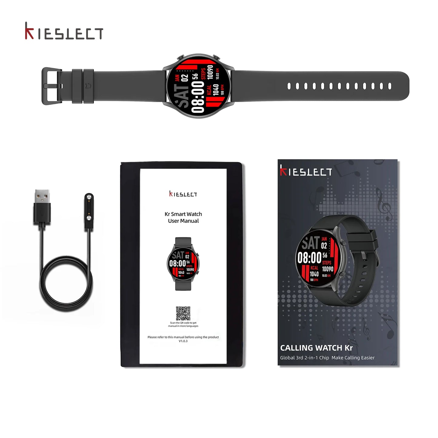 Kieslect Kr IP68 1.32" Semi-Amoled Round Dial Calling SmartWatch