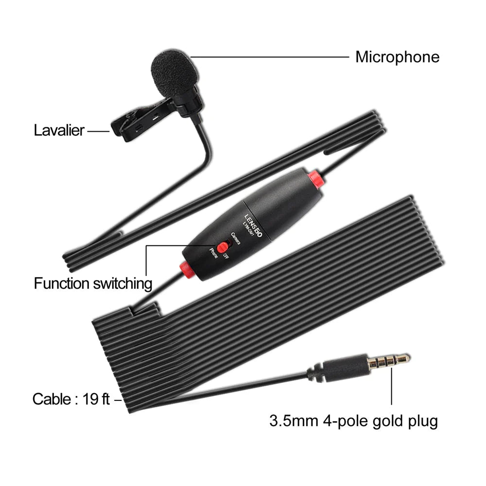 LensGo LYM-DM1 Lavalier Clip-On Collar Microphone | Original