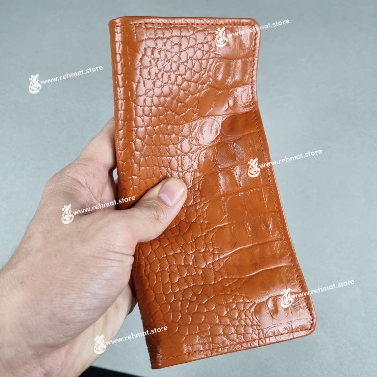 Leather Wallet PK Crocodile, Long, 8 Card Slots, Can Fit a Mobile Phone