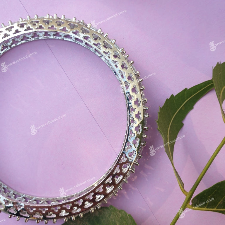 Silver Zirconia Bangle 14 | Pair