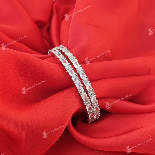 Silver Zirconia Bangle 12 Silver | Pair