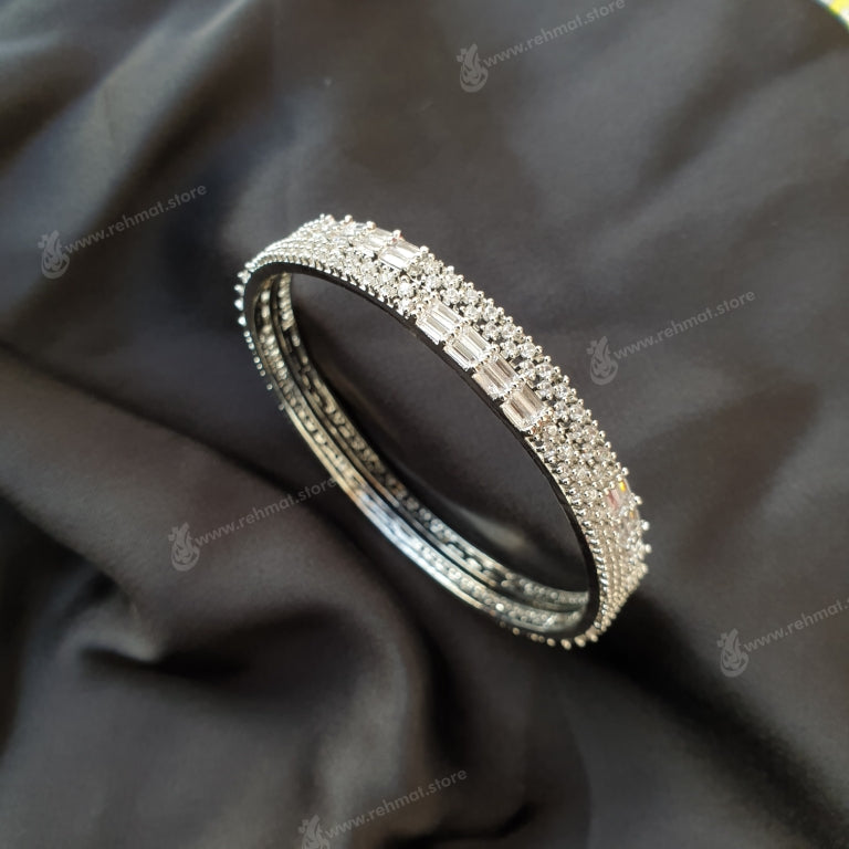 Silver Zirconia Bangle 7 | Pair | Size 8