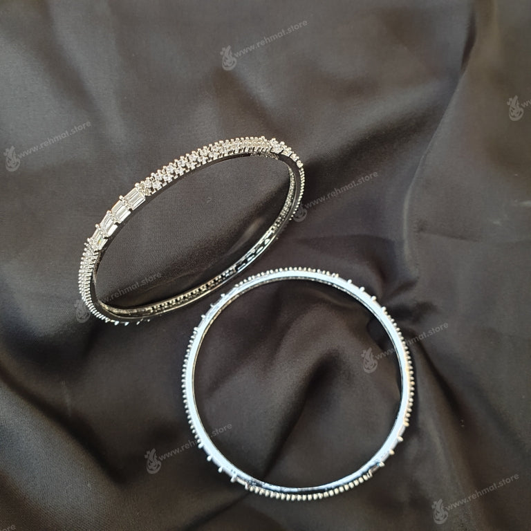 Silver Zirconia Bangle 7 | Pair | Size 8