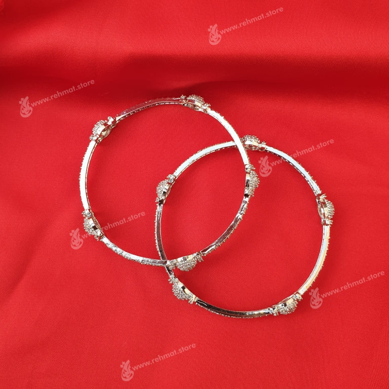 Silver Zirconia Bangle 5 | Pair