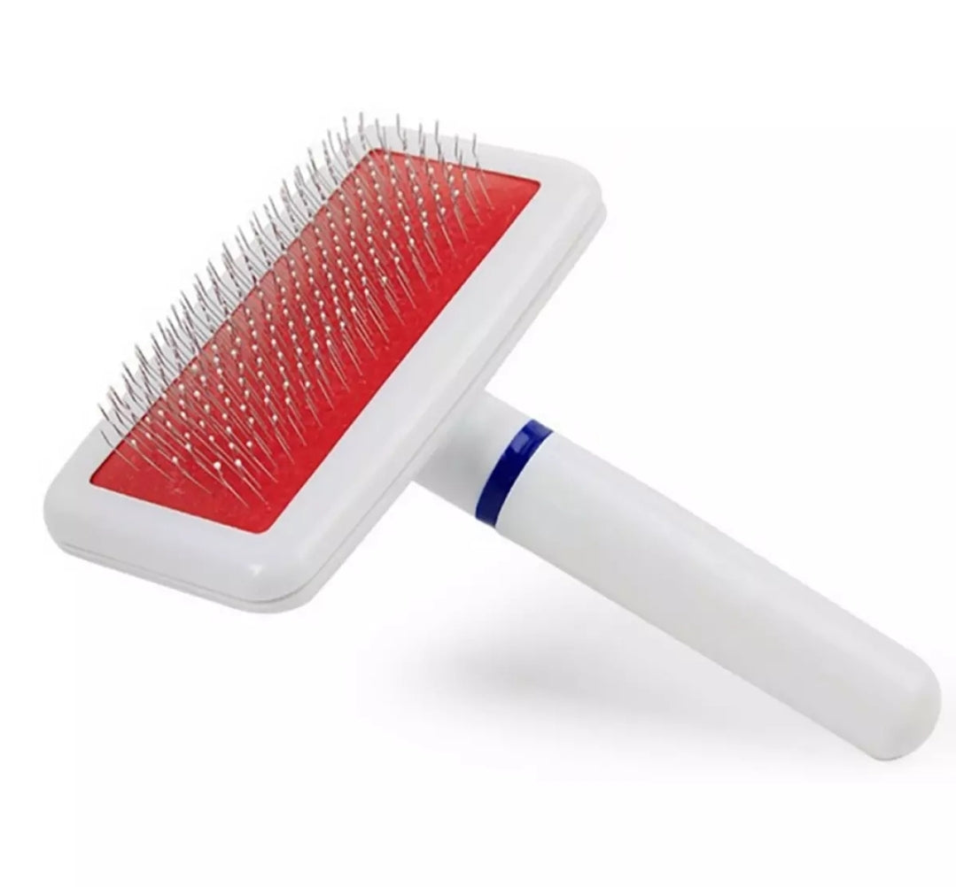 Pet Grooming Brush White & Red