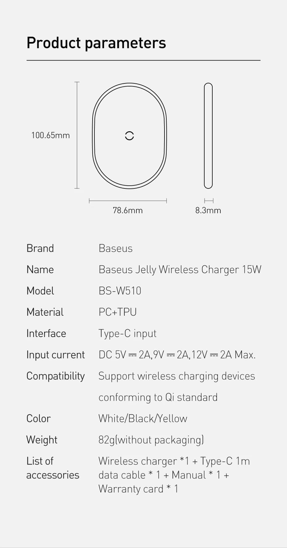 Baseus Cobble 15W Fast Qi Wireless Charging Pad